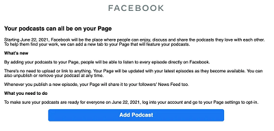 Facebook's New Podcast Listening Tools