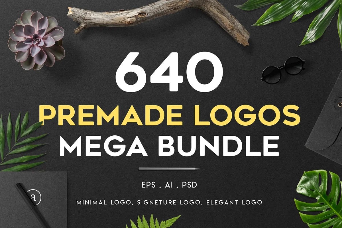 Creative Market - 640 Premade Logos Mega Bundle Free Download