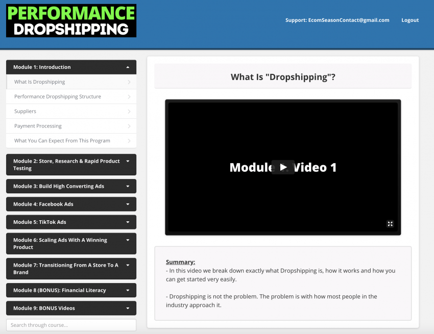 Hayden Bowles – Performance Dropshipping-dashboard