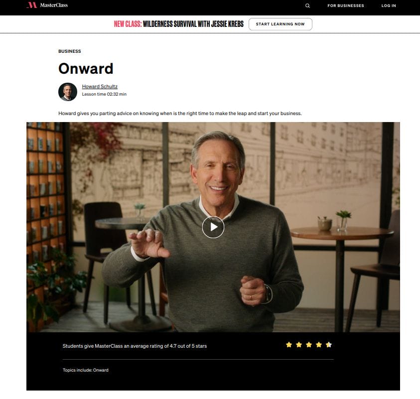 MasterClass - Howard Schultz Leading a Values Based Business