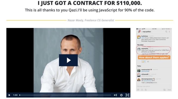 Profit with JavaScript Testimonial