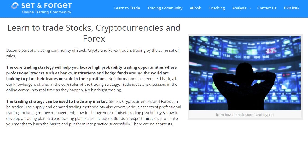 Set and Forget - Online Trading Stocks, Cryptocurrencies and Forex