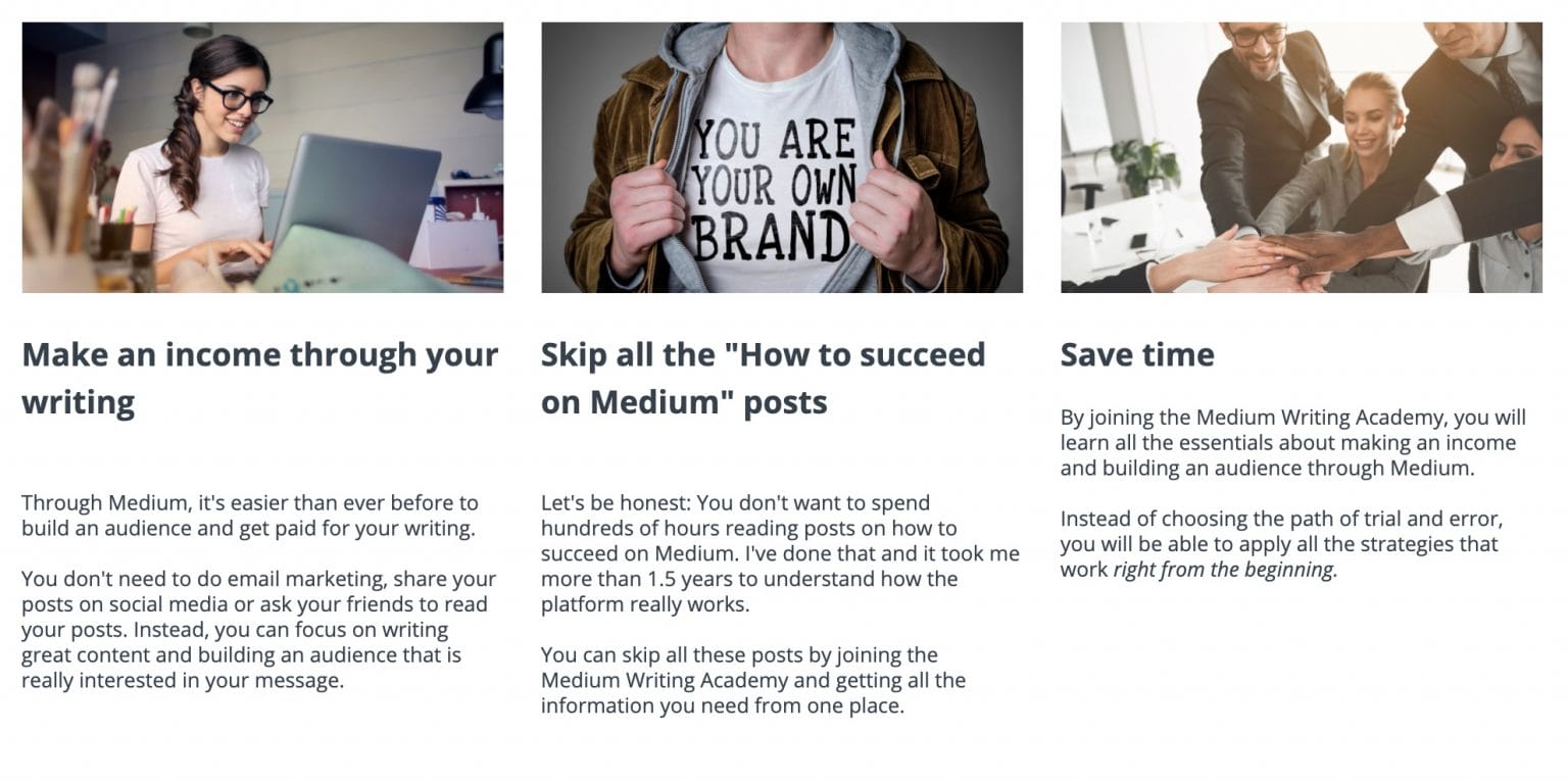 Sinem – Medium Writing Academy - course content