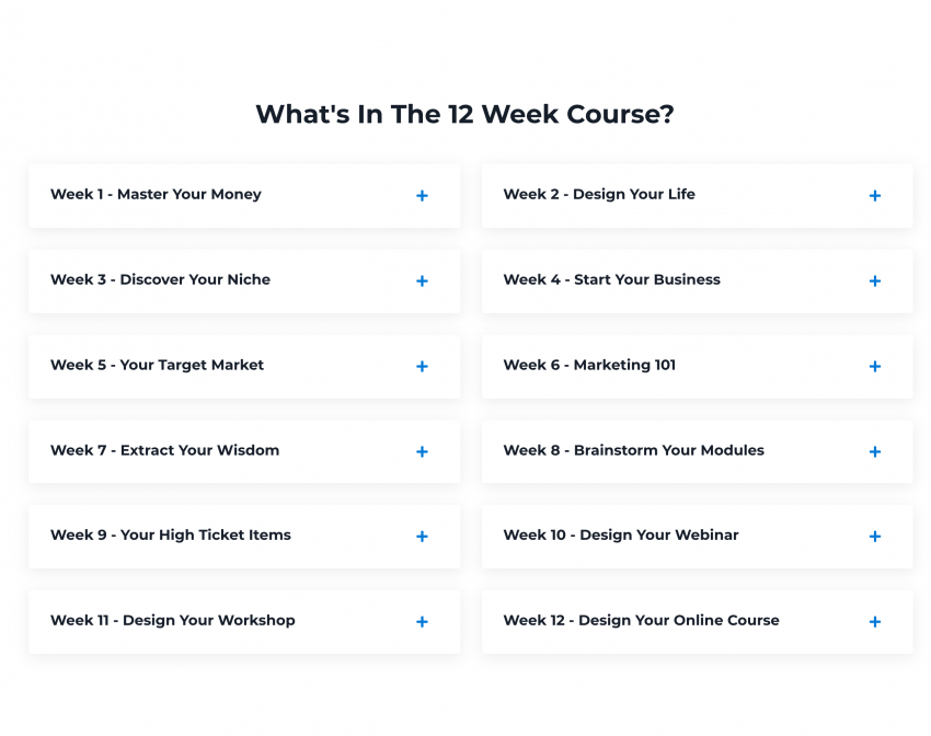 The 12 Week Business Fast Start By Povar - course curriculum