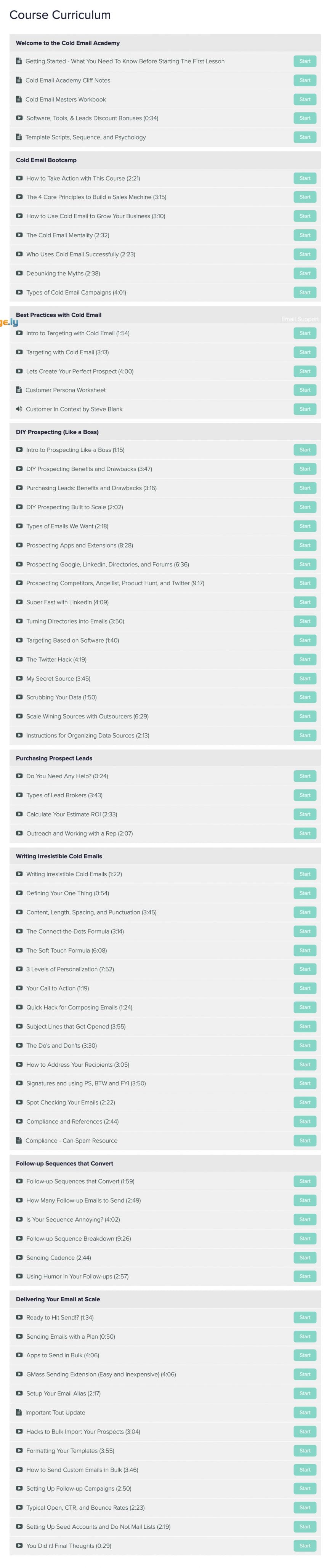 The Cold Email Academy By Mike Hardenbrook - course curriculum