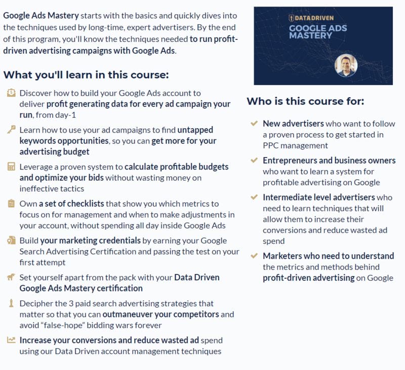 Jeff Sauer - Master The Full Stack of Google Marketing - course content 1