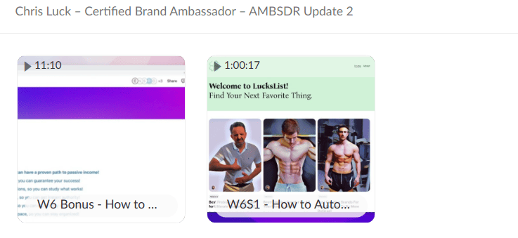 Chris Luck – Certified Brand Ambassador – AMBSDR Update 2