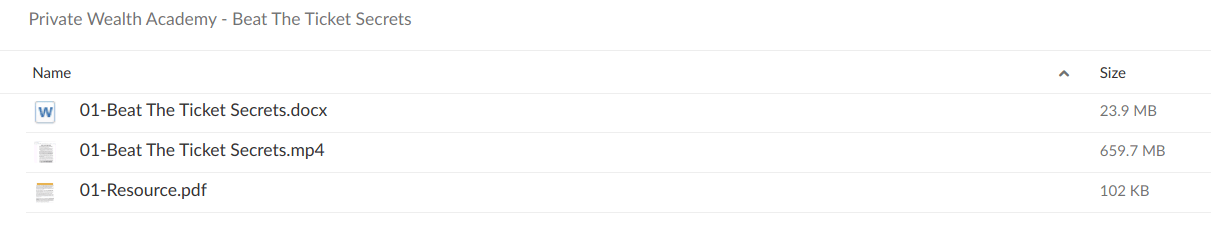 Private Wealth Academy – Beat The Ticket Secrets