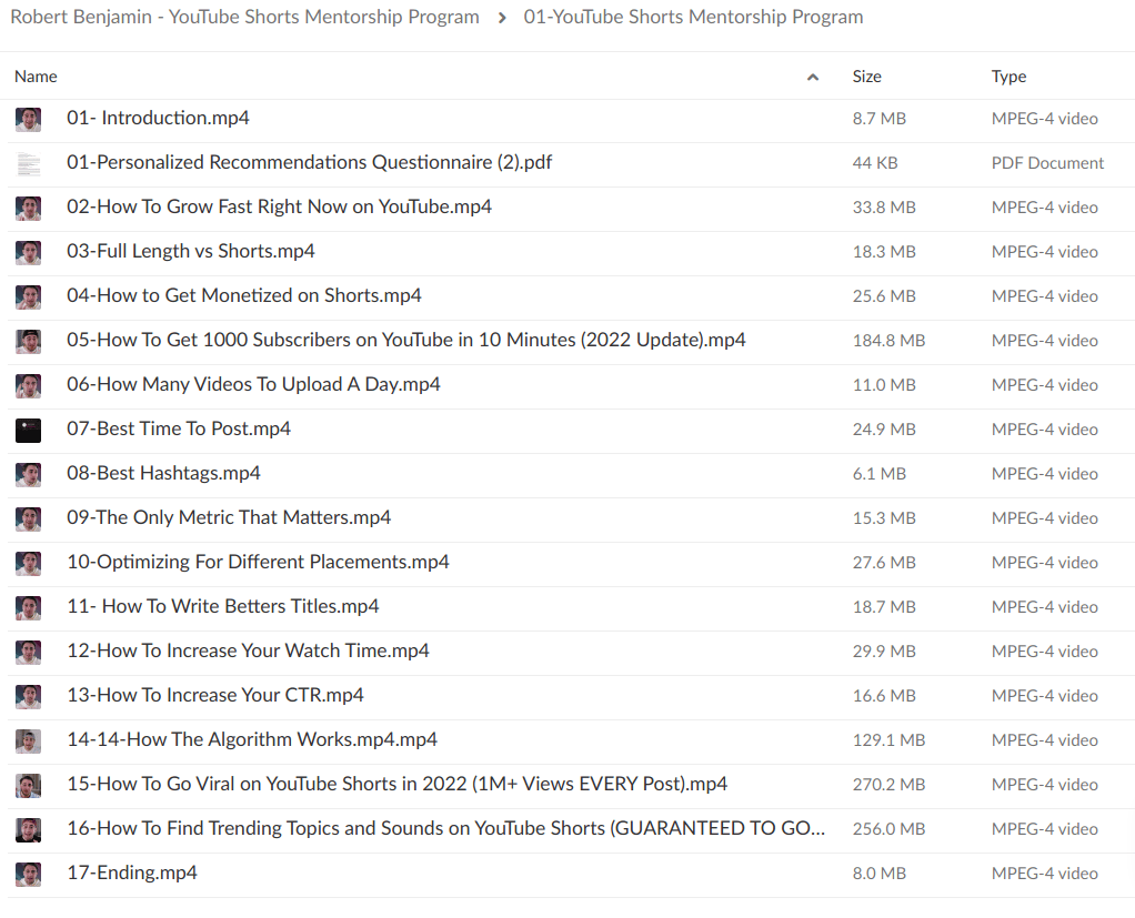 Robert Benjamin – YouTube Shorts Mentorship Program - download