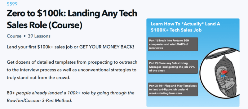 BowtiedCocoon Zero to $100k Landing Any Tech Sales Role - banner