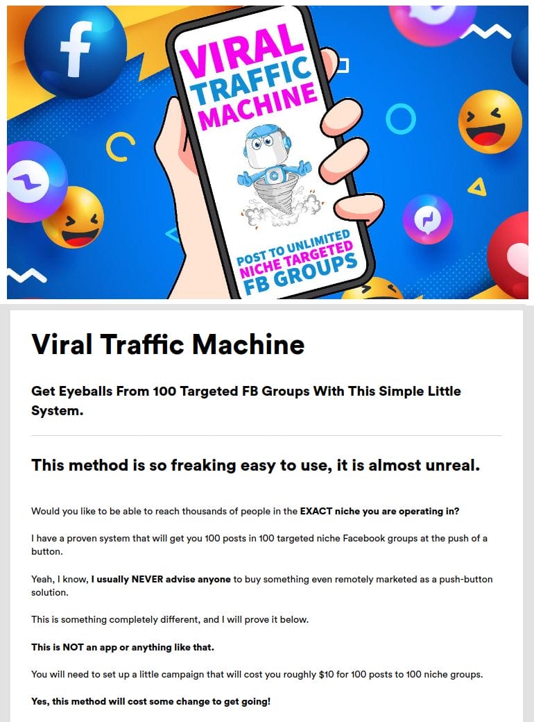 Viral Traffic Machine from Warrior Forum sales page