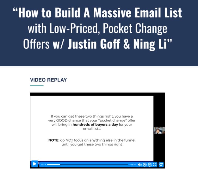 Justin Goff How To Build A Massive Email List With Low-Priced Pocket Change Offers