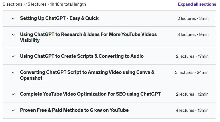ChatGPT For YouTube_ Make Money With YouTube Using ChatGPT - Course Content