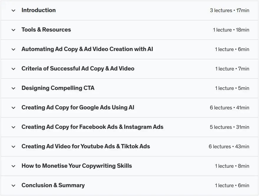 Christ Raharja - The Future of Copywriting_ Creating Ad Copy & Video with AI - course content