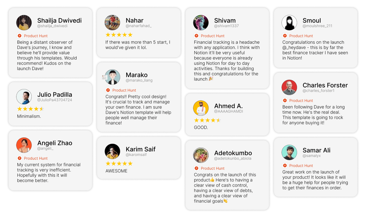 Notion x Finance - testimonials