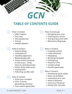 The Get Clients Now Business Coaching Program - Table of Content