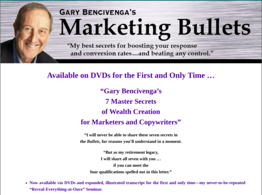 Gary Bencivenga - Marketing Bullets