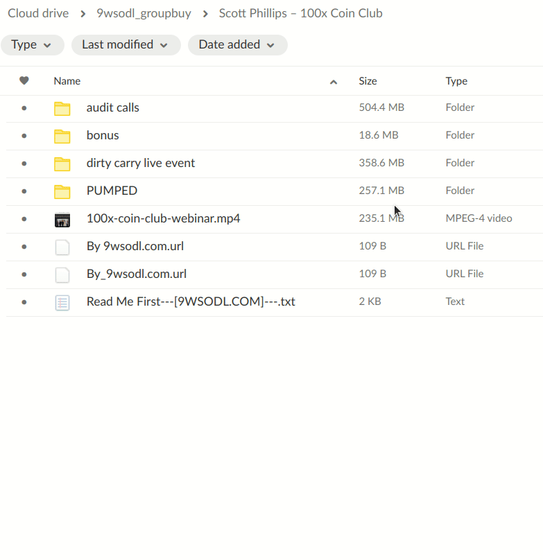 Proof of files to download of the Scott Phillips - 100xCoinClub