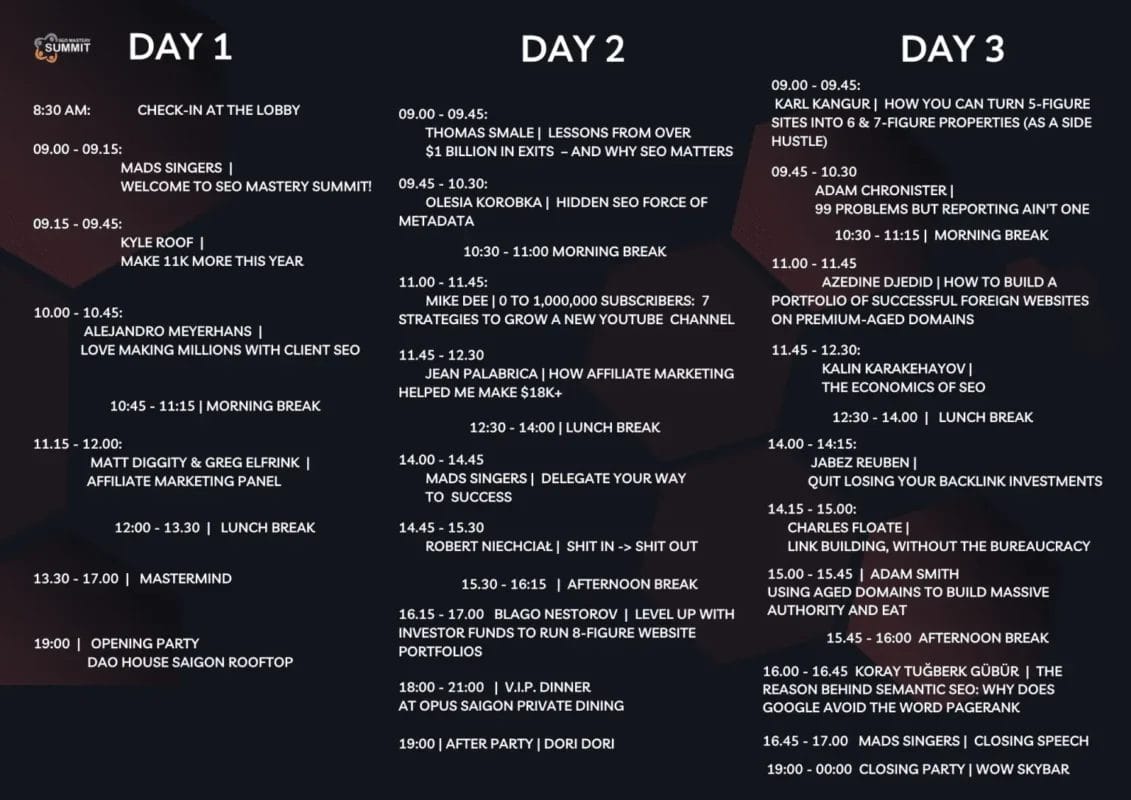 seoms saigon schedule with evening