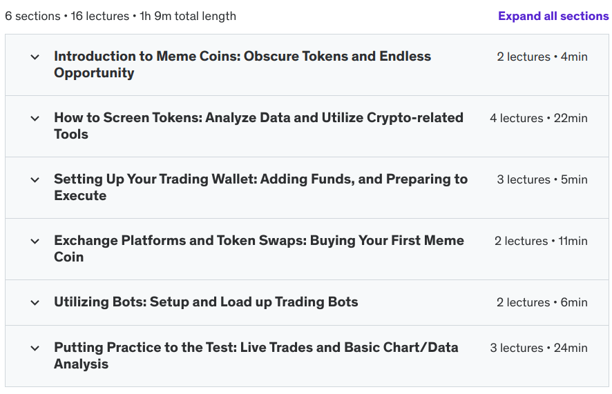 Meme coin beginner guide course content