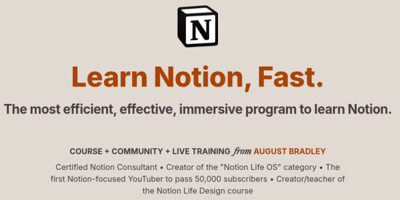 Download August Bradley – FastTrack Notion