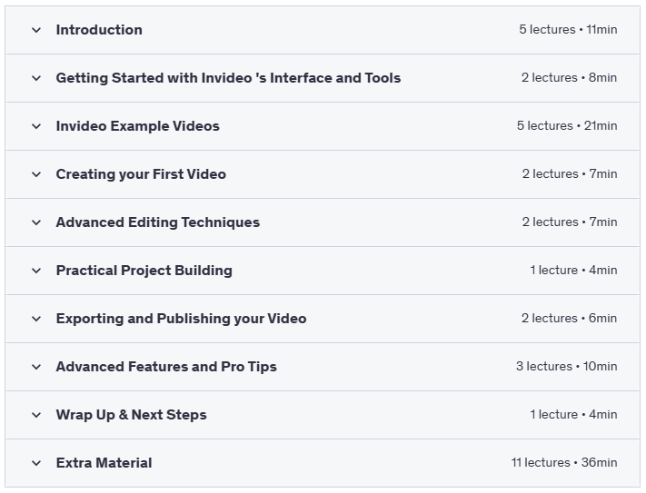 Invideo AI 3.0 Master Editing & AI Video Creation - Course Content
