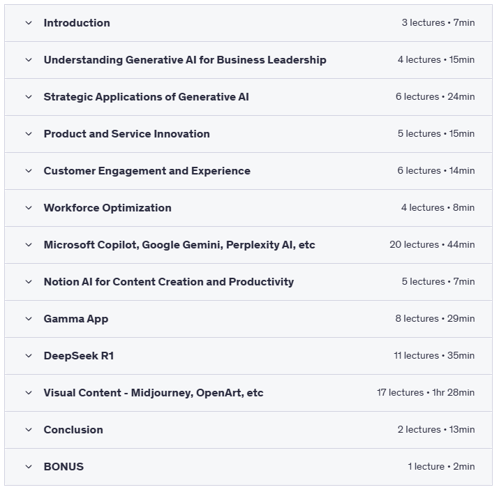 CEO Playbook - Generative AI - Course Content