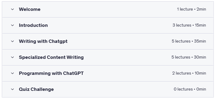 ChatGPT Mastery - From Creative Writing to Coding Solutions - Course Content