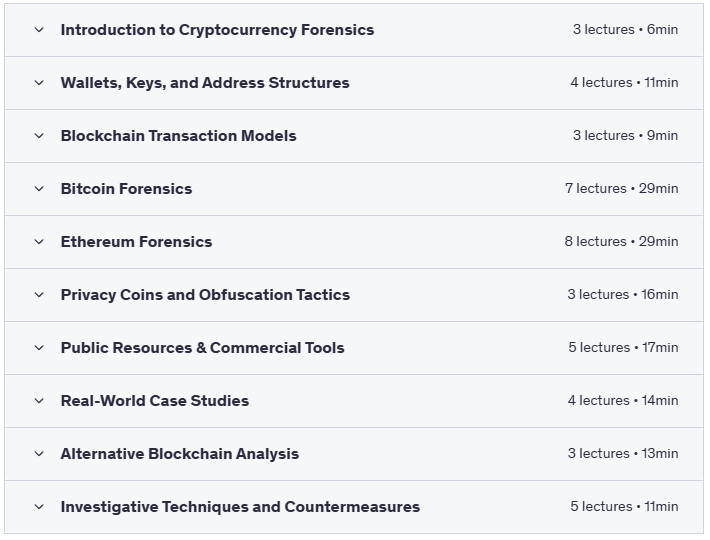 Cryptocurrency Forensics 2025 - Full Guide - Course Content