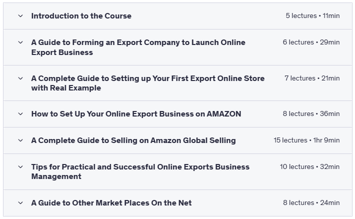 Easily Set Up Exports Online - Amazon Global Selling Focus - Course Content