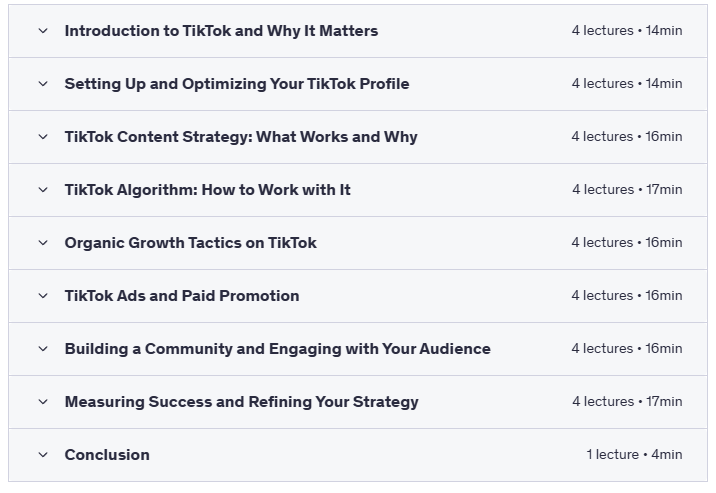 Tareq Hajji - Master TikTok Marketing - Grow Your Brand Organically - Course Content