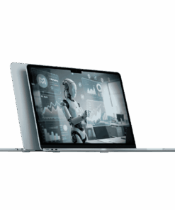 A robot is working on a virtual monitor