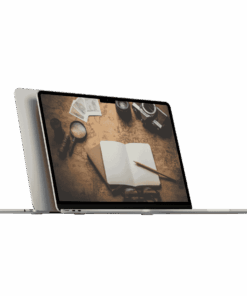 Vintage treasure map background with an open notebook, pencil, camera, magnifying glass, photographs, eyeglasses, and twine arranged on a desk, evoking exploration and adventure. Course-related image from Treasure Map at mastercoursereviews.com.